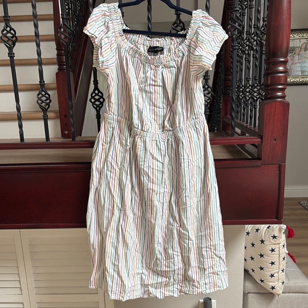 Lane Bryant White Cream Puff Sleeve Sundress